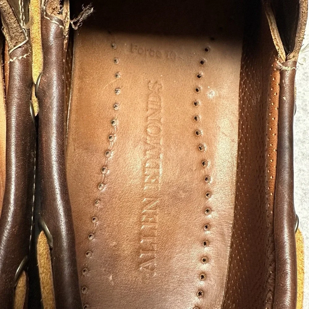 ALLEN EDMONDS MENS BOAT SHOES FORCE‎ 10 BROWN LEATHER UPPER DECK SOLE Size 11